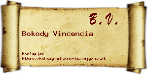 Bokody Vincencia névjegykártya